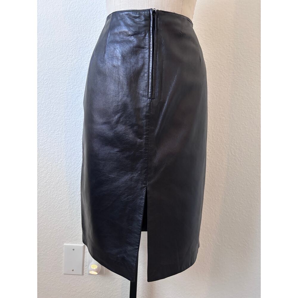 Siena Studio - Vintage Y2K Black Leather Pencil Skirt Size 14 Pre-Owned - Picture 4 of 7